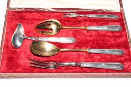 French silver-handled serving set, in Art Nouveau style,