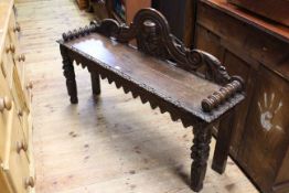 Victorian carved oak window seat in 17th Century style,