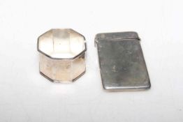 Silver card case and silver octagonal napkin ring (2)