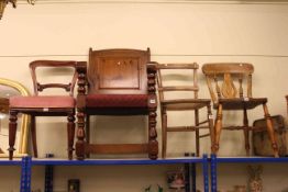 Open armchair and three various Victorian chairs (4)