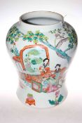 Large Chinese Famille Rose vase, of baluster form, painted with figures and branches of blossom,