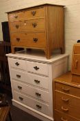 Victorian five drawer painted chest and oak three drawer chest (2)