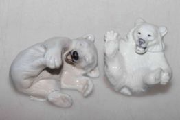 Two Royal Copenhagen polar bear cubs