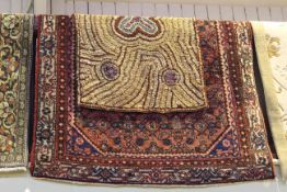 Persian design wool rug 1.90 by 1.24 and antique Hookey rug 1.17 by 0.
