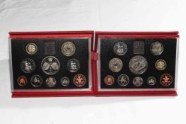 Two Royal Mint proof coin collections, in leather wallets,