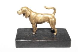 Gilt bronze hound on wood plinth