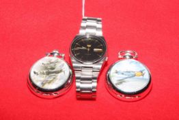 Seiko Automatic wristwatch and two pocket watches (3)
