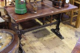 Rectangular cast base pub table, 122cm by 80.