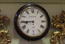 Fusee wall clock, the dial initialled LNER,