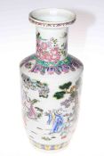 Chinese pottery vase decorated with figures, mythical bird, deer and fauna,