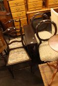 Edwardian Sutherland table and two pairs of parlour chairs (5)