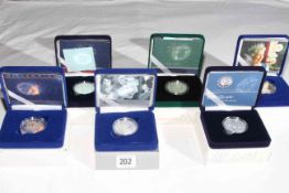 Six Royal Mint silver crowns