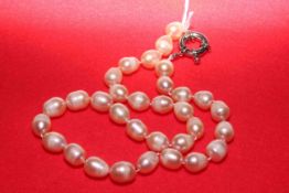 Peach rice shaped freshwater pearl necklace