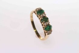 Emerald and diamond ring, stamped 750,