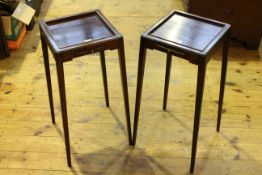 Pair mahogany night stands on square tapering legs