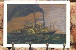 Kenneth Rowden, Mississippi Steam Boat, oil on board, 51.