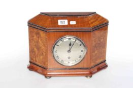 1920's walnut mantel clock with silvered dial