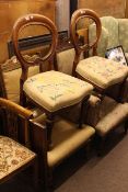 Pair of Victorian mahogany balloon back dining chairs and pair late Victorian armchairs (4)