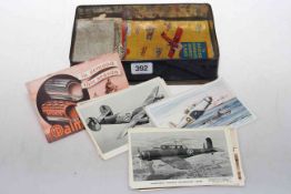 Tin with WWII aircraft postcards,