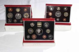 Three Royal Mint Proof coins sets, 1999,