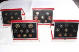 Four Royal Mint Proof coin sets, 1987, 1988,