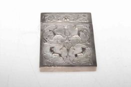 White metal card case decorated with animals