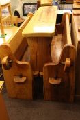 Varnished hardwood three piece garden bench set