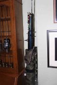Large collection of fishing tackle including rods and reels