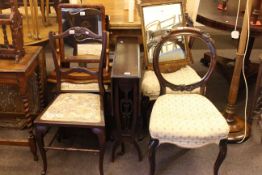 Edwardian Sutherland table, two pairs of parlour chairs,