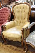 Victorian style button backed leather armchair