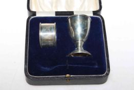 Infants silver egg cup and napkin ring,