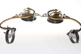 Pair late 19th Century brass scroll form gas wall lights