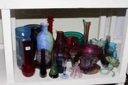 Collection of coloured glass vases and bowls
