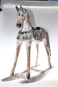 Painted carved wood rocking horse