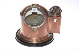 19th Century copper and brass binnacle with original fuel container