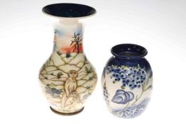 Large Moorcroft Pottery Meerkat decorated vase and another vase