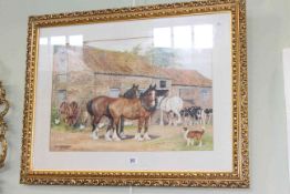 DM & EM Alderson, Horses and Farm Animals, watercolour, signed and dated 1973 lower left,