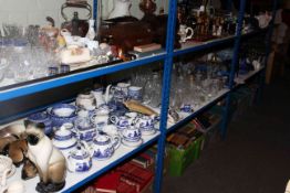 Danbury Mint horse, toilet jugs and bowls, Doulton teaware, blue and white china, glassware,