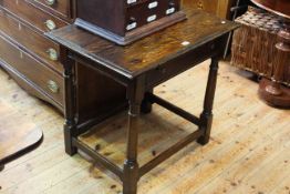 Antique jointed oak single drawer side table
