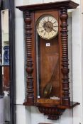 Walnut cased Vienna wall clock with gilt and enamelled dial