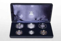 Cased mint silver family collection coins