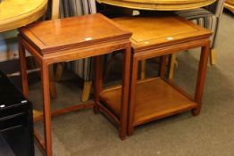 Two similar Oriental hardwood occasional tables