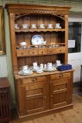 Continental pine shelf and spice drawer back two door dresser