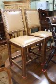 Pair bespoke Yorkshire oak leather upholstered dining chairs