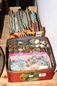 Postcards, stamps, coins,