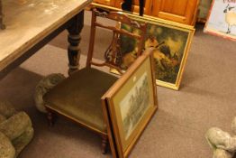 Late Victorian inlaid rosewood nursing chair,