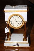 Imhof white marble and gilt metal mantel clock,