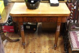 Victorian mahogany fold top tea table on turned legs