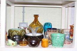 Royal Doulton and Sylvac jardinieres, various china, coloured glass,