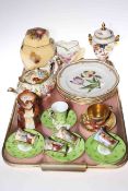 Spode fruit and flower plates, Coalport Hong Kong vase, cabinet cups and saucers,